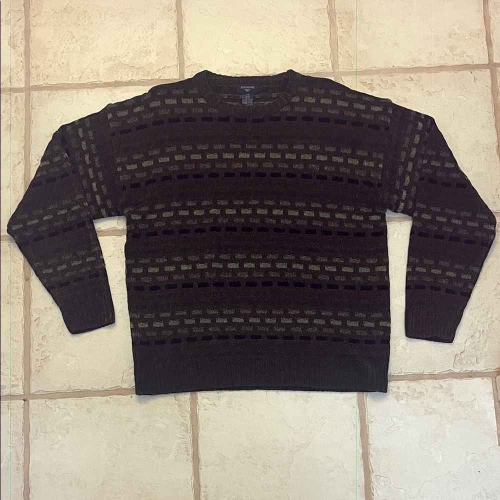 Dockers Men's Crewneck Patterned Sweater - Brown & Olive